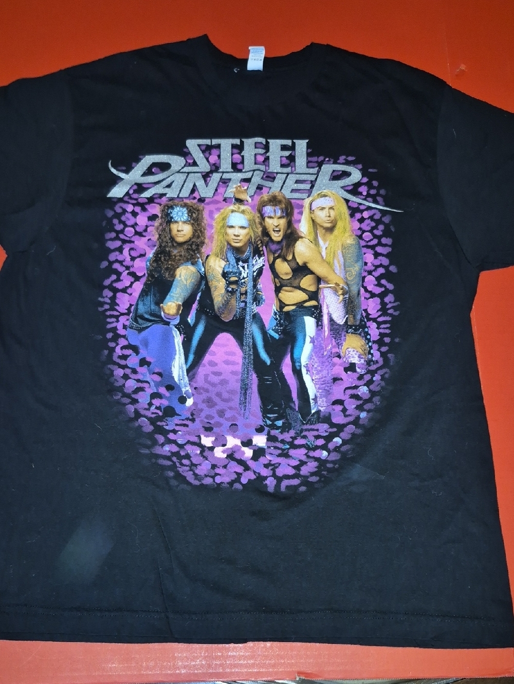 Steel Panther Graphic Band T-Shirt in Black and Purple Size Xl
